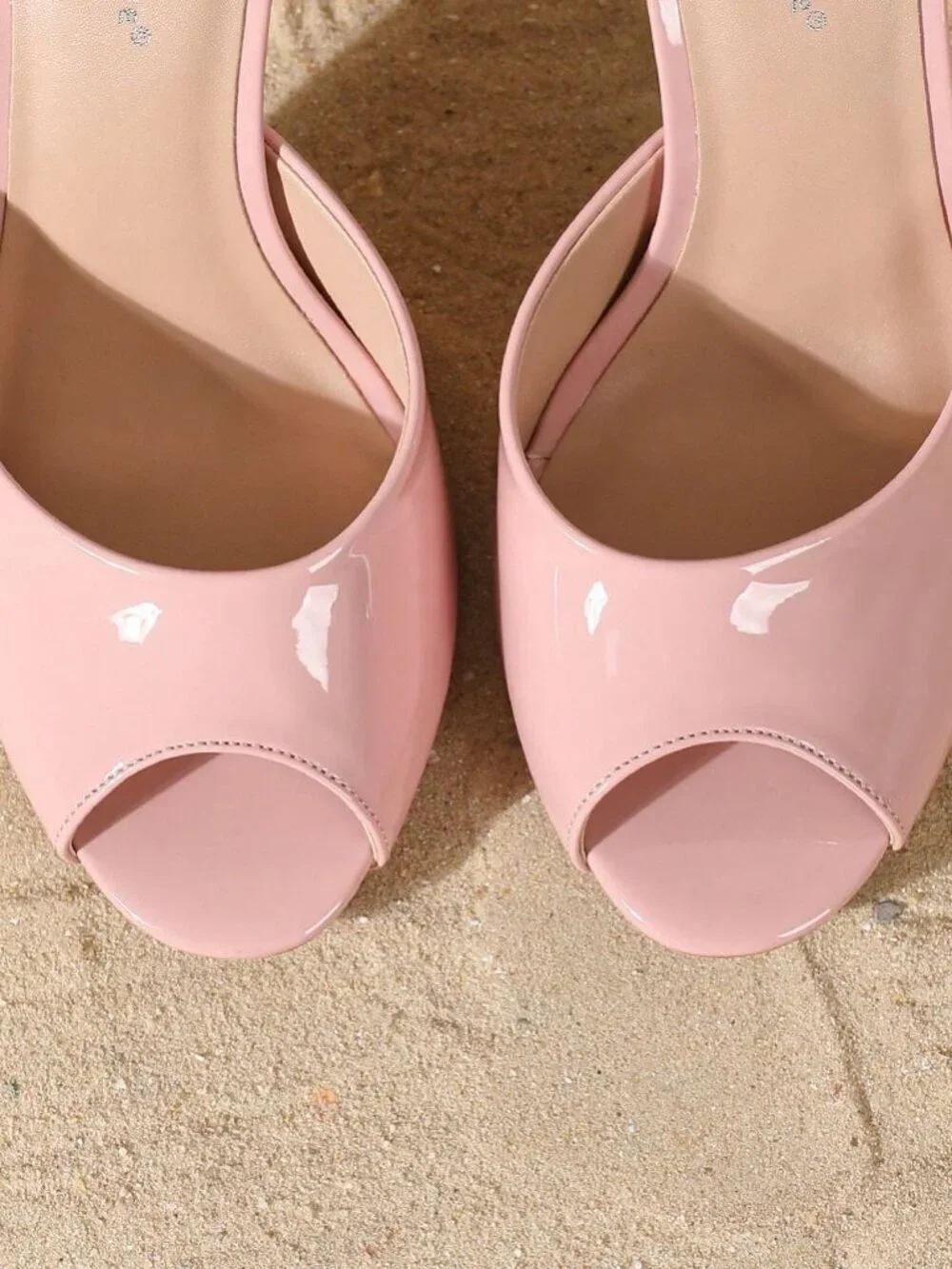 Pink Elegant Women's Round Peep Toe Sexy Slide Stiletto High Heel Sandals